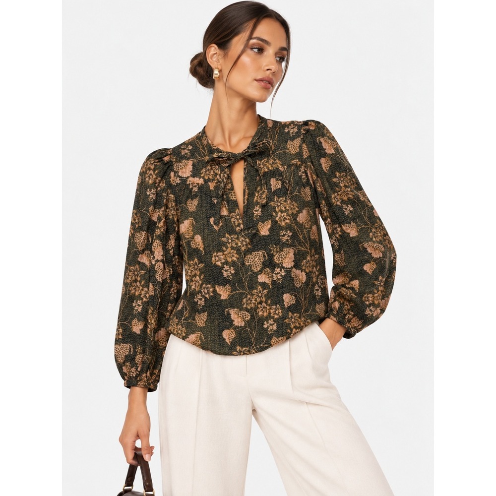 Ulla Johnson Tillie Blouse Balsam Green Floral Cotton Blend 2 XS NWT New